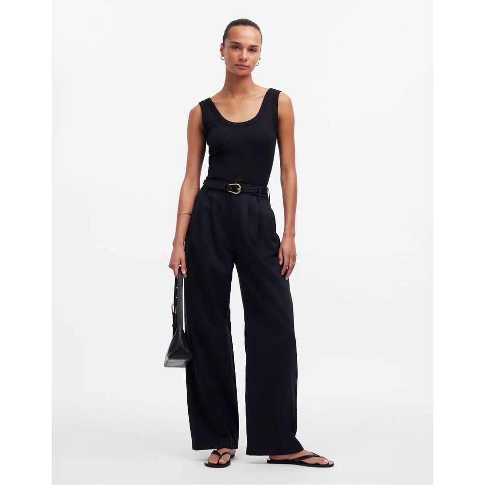Madewell Harlow Wide Leg Pants Black High Rise Trouser 8 Petite NWT Work Office